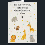 Custom Safari Animal Kids Age Photo Birthday Card<br><div class="desc">Cute, whimsical safari animals in party hats bring birthday cheer on this adorably fun, customisable card! Add the child’s age and your relationship to the front, then personalise the inside panel with your photo and a sweet jungle-themed verse. Be sure to replace “[NAME]” in the verse with the birthday child’s...</div>