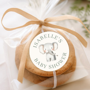 Custom Safari Jungle Elephant Baby Shower  Classic Round Sticker