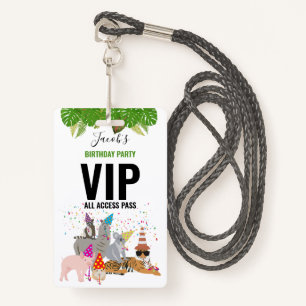 Custom Safari Jungle Zoo Birthday Party Pass Favou ID Badge