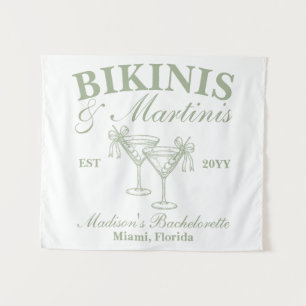 Custom Sage Bikini and Martini Bachelorette Party Tapestry