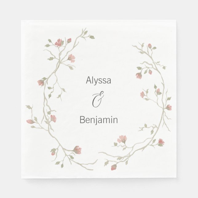 Custom Sage & Blush Bohemian Wedding Napkin (Front)