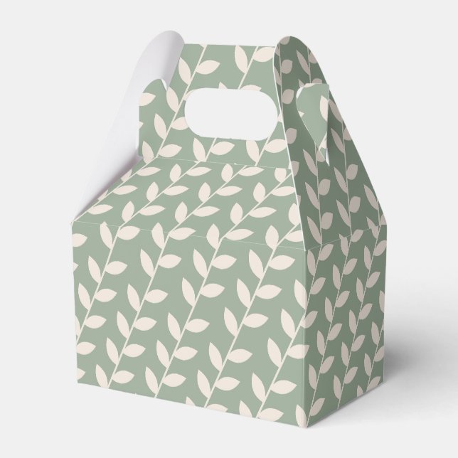 Custom Sage Green 70s Retro Leaf Pattern  Favour Box (Front Side)