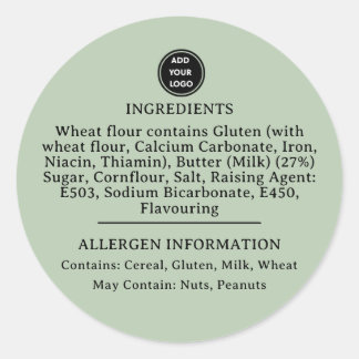 CUSTOM Sage Green   Allergy Alert Bakery Sticker