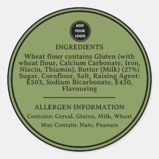CUSTOM Sage Green   Allergy Alert Bakery Sticker