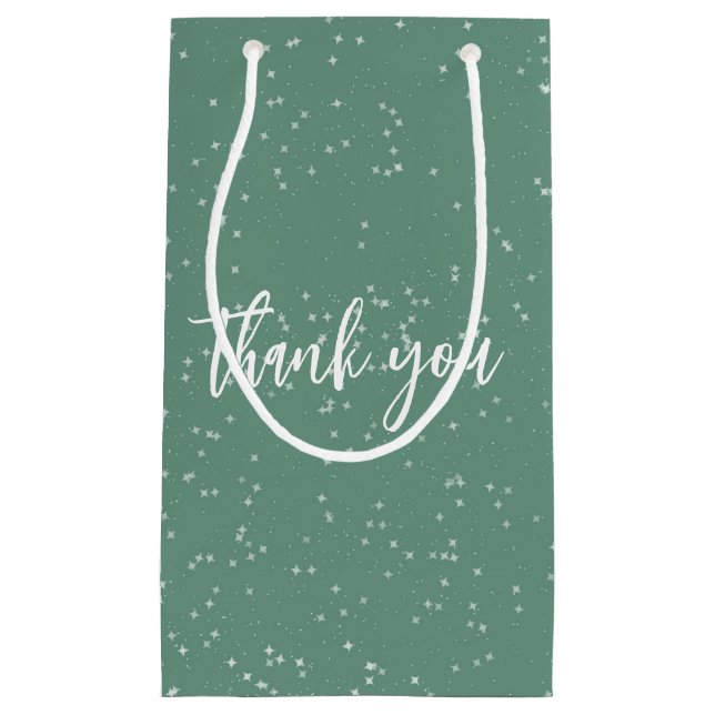 Custom Sage Green and Sparkly Stars Small Gift Bag (Front)