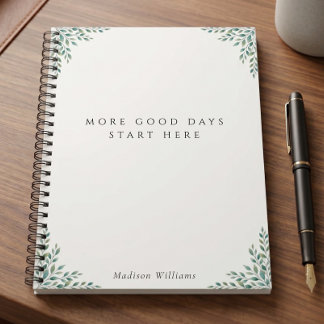 Custom Sage Green Botanical Self Care Quote Trendy Notebook