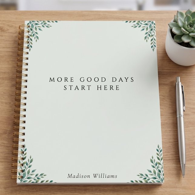 Custom Sage Green Botanical Wellness Self Care Planner (Personalized Planner)
