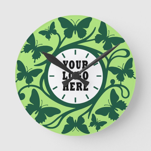 Custom Sage Green Butterfly Wall Clock (1) (Front)