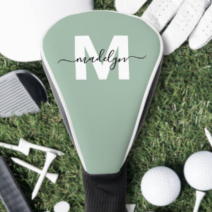 Custom Sage Green Initial Name Monogram Golf Head Cover