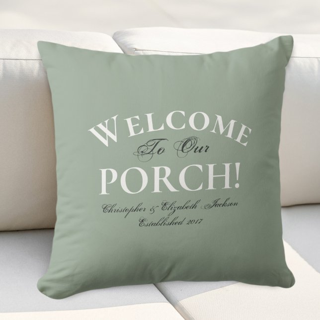 Custom Sage Green Porch | Elegant Modern Template Cushion (Creator Uploaded)