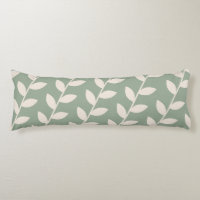 Custom Sage Green Retro Leaf Pattern 