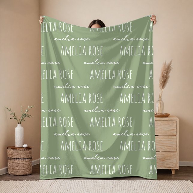 Custom Sage Name Blanket Gift for Newborn Baby (Custom Name Blanket Cozy Birthday Gift for her, Custom Name Blanket Gift for Kids and Babies)