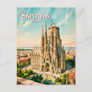 Custom Sagrada Familia Barcelona Travel Watercolor Postcard