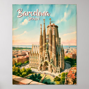 Custom Sagrada Familia Barcelona Travel Watercolor Poster