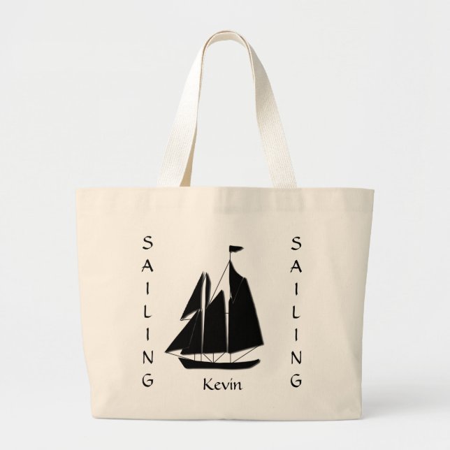 Custom Sailboat Sea Silhouette Tote Bag (Front)