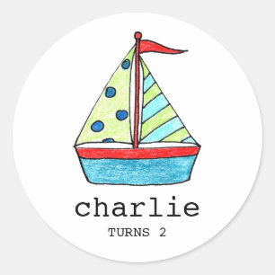 Custom Sailboat Stickers    Cake Toppers