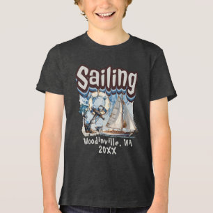 Custom Sailing Lover Sailor Location Date Name Tri-Blend Shirt