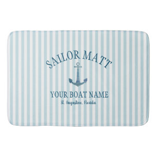 Custom Sailor Name Florida Anchor Bath Mat