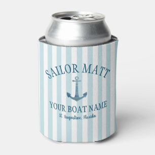 Custom Sailor Name Florida Anchor Can Cooler