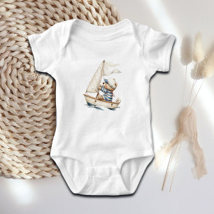 Custom Sailor Teddy Bear Baby Bodysuit