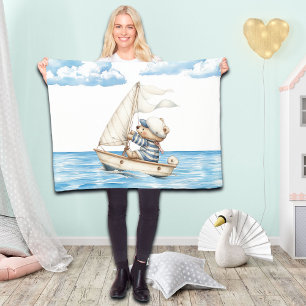 Custom Sailor Teddy Bear Fleece Blanket