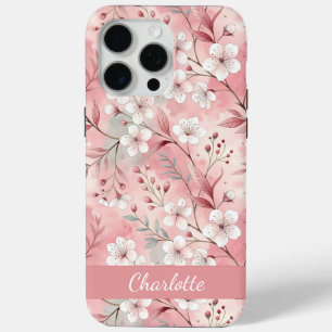 Custom Sakura Flower Pattern Pink  iPhone 15 Pro Max Case