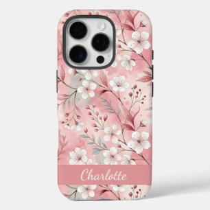 Custom Sakura Flower Pattern Pink iPhone 16 Pro Case