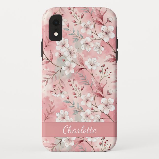 Custom Sakura Flower Pattern Pink  Case-Mate iPhone Case (Back)