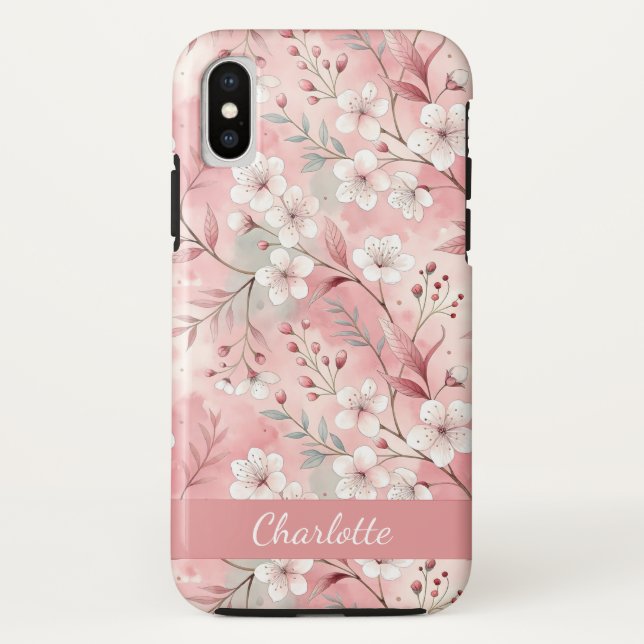 Custom Sakura Flower Pattern Pink  Case-Mate iPhone Case (Back)