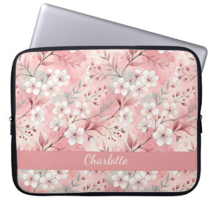Custom Sakura Flower Pattern Pink  Laptop Sleeve