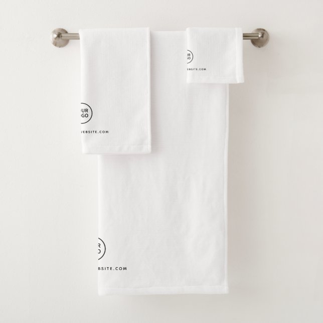 Custom Salon Company Logo White Bath Towel Set (Insitu)