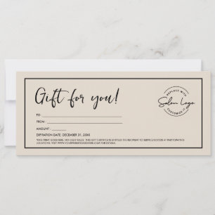 Custom Salon Gift Certificate Minimalist Voucher  Invitation