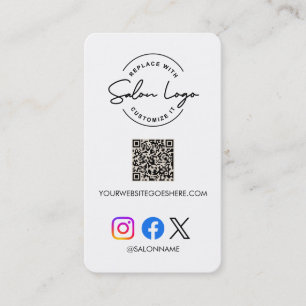 Custom Salon Logo QR Code Social Media Marketing  Business Card