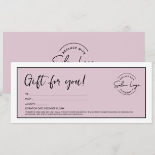 Custom Salon Minimalist Voucher Pink Invitation