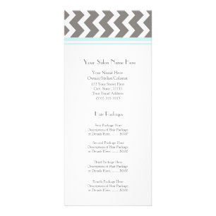 Custom Salon Rack Cards Aqua Grey Chevron