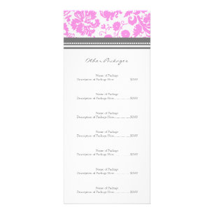 Custom Salon Rack Cards Pink Grey Damask
