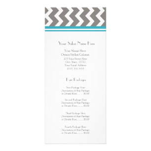 Custom Salon Rack Cards Teal Grey Chevron