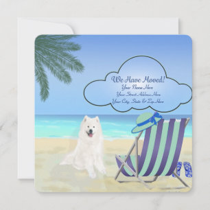 Custom Samoyed "We Have Moved" 5.25" x 5.25" Card