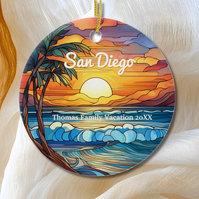 Custom San Diego Faux Stained Glass Ceramic Tree Decoration (Creator Uploaded)