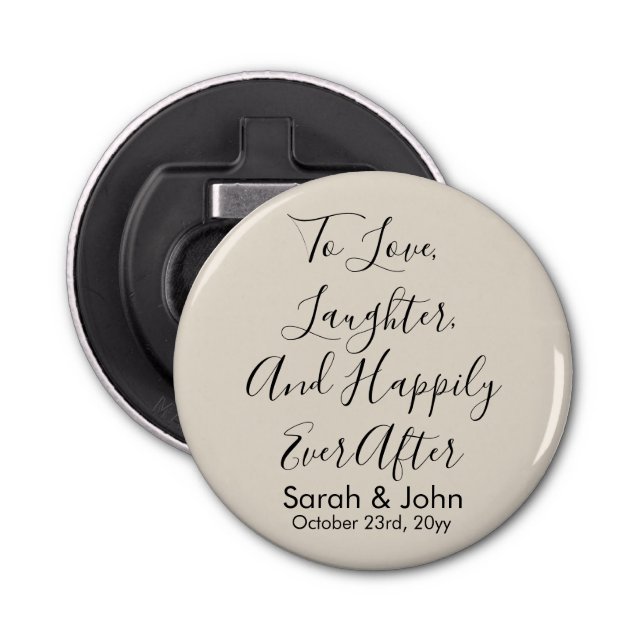 Custom Sand Personalised Script Wedding Reception  Bottle Opener (Front)