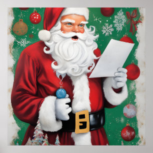 Custom Santa Believes Art, Christmas Holiday Santa Poster