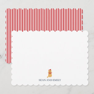 Custom Santa Cat Stripe Logo Stationary Thank You Card