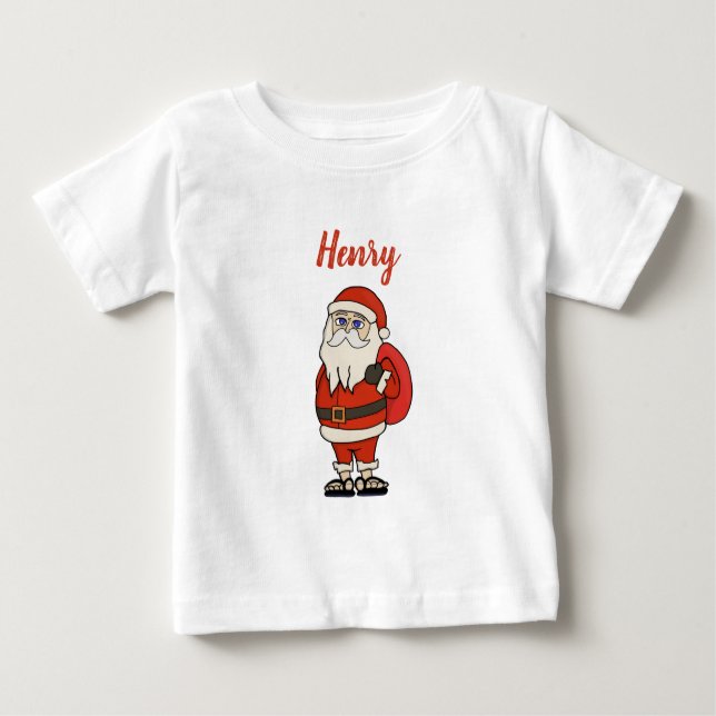 Custom Santa Claus Christmas Flip Flops Baby T-Shirt (Front)