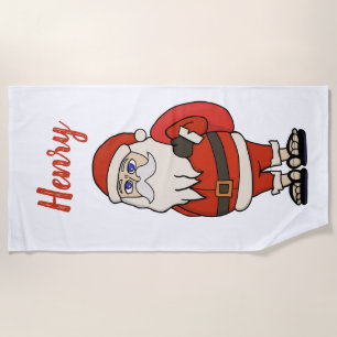 Custom Santa Claus Christmas Flip Flops Beach Towel