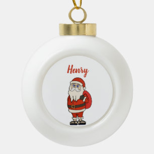 Custom Santa Claus Christmas Flip Flops Ceramic Ball Christmas Ornament