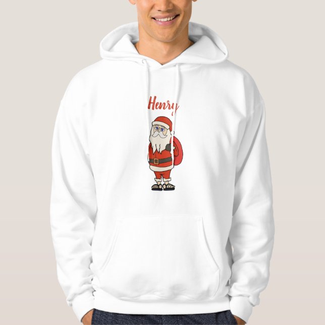 Custom Santa Claus Christmas Flip Flops Hoodie (Front)