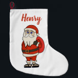 Custom Santa Claus Christmas Flip Flops Large Christmas Stocking<br><div class="desc">An adorable Santa Claus wearing flip flops to relax. Fun product for Christmas parties or family trips to the beach.
Add your favourite text by clicking Personalise this template.</div>