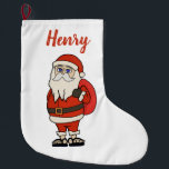 Custom Santa Claus Christmas Flip Flops Large Christmas Stocking<br><div class="desc">An adorable Santa Claus wearing flip flops to relax. Fun product for Christmas parties or family trips to the beach.
Add your favourite text by clicking Personalise this template.</div>