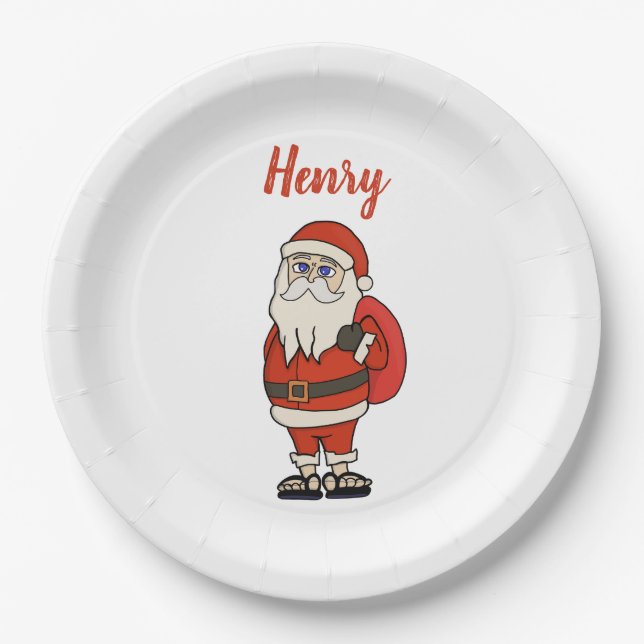 Custom Santa Claus Christmas Flip Flops Paper Plate (Front)