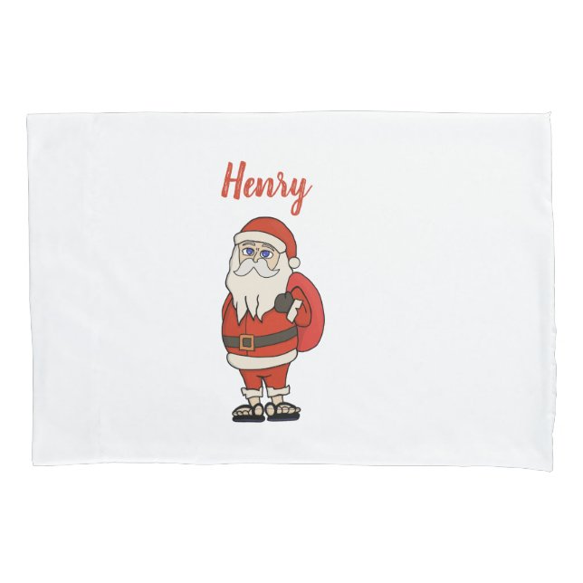 Custom Santa Claus Christmas Flip Flops Pillowcase (Front)
